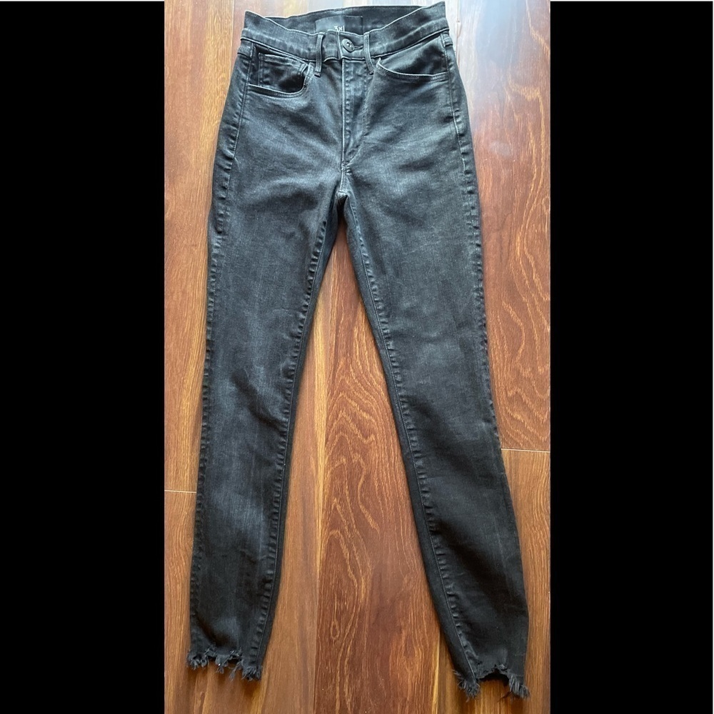 3x1 Black High Rise Skinny Jeans Raw Hem size 23